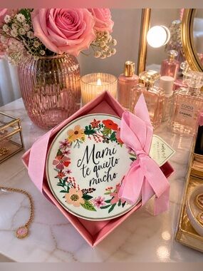 💖 “MAMI TE QUIERO MUCHO” FLORAL TRINKET TRAY 🌸✨